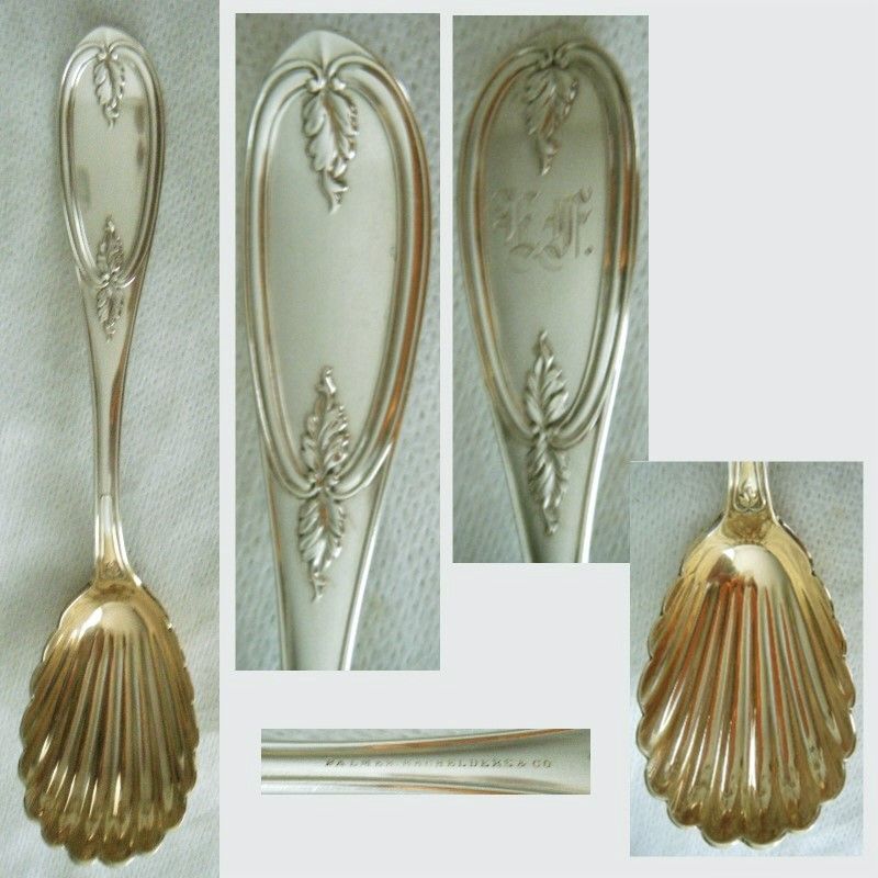 Choice Palmer Bachelders, Boston, &quot;Olive&quot; Coin Silver Preserve Spoon