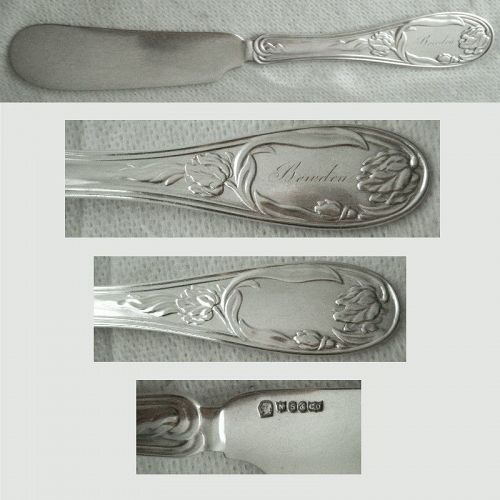 Norton, Seymour & Co. "Leaf" Coin Silver Master Butter Knife