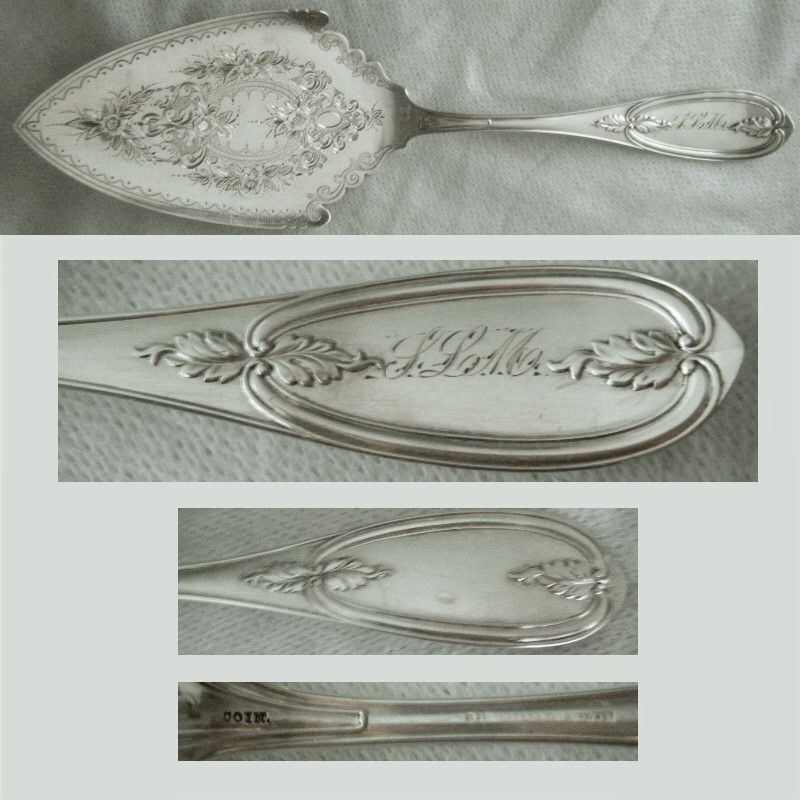 Mid 19th Century &quot;Olive&quot; Engraved Blade Coin Silver Pie Server