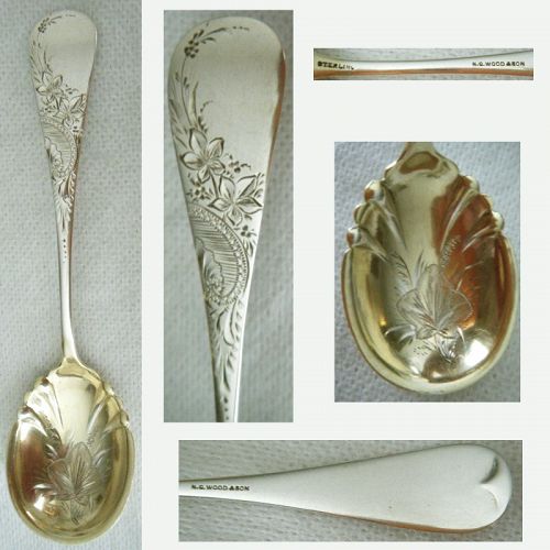 N.G. Wood & Son, Boston, Aesthetic Engraved Sterling Silver Sugar Spn