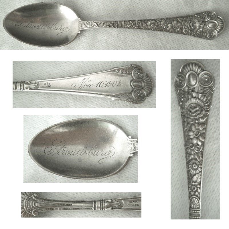 Gorham &quot;Cluny&quot; Sterling Silver Teaspoon Engraved &quot;Stroudsburg&quot;