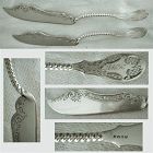 Pair Twist Handle Engraved Coin Silver Master Butter Knives