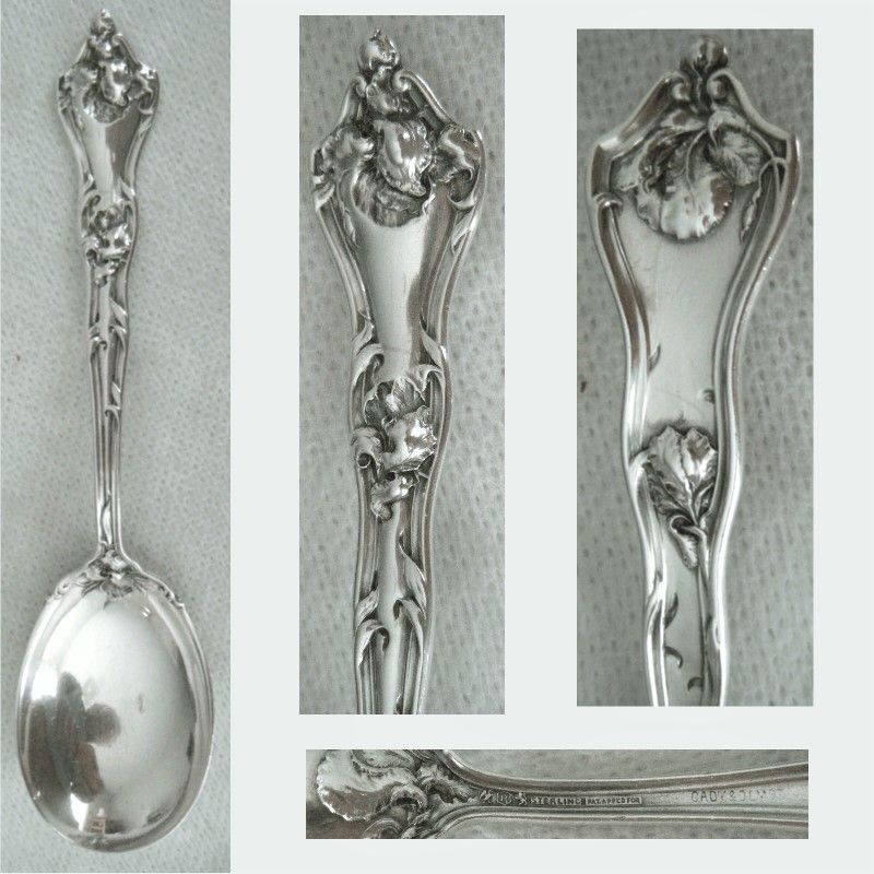 Reed &amp; Barton &quot;Intaglio&quot; (Iris) Nouveau Sterling Silver Sugar Spoon