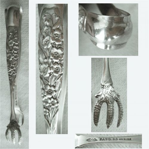 Shiebler 'Flora' 'Forget-Me-Not' Sterling Silver Sugar Tongs