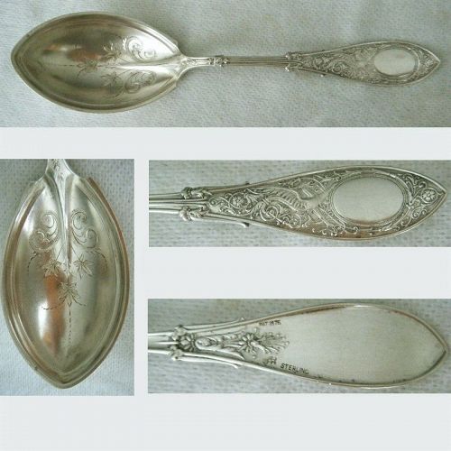 Whiting 'Arabesque' Sterling Silver Preserve Spoon with Engraved Bowl