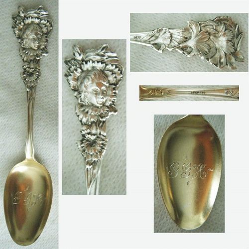 Baker-Manchester 'Floral Cherub D 2' Sterling Silver 5 O'Clock Spoon