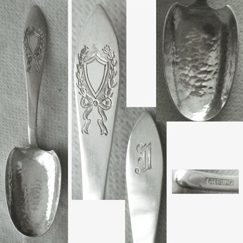 Hammered Bowl Arts &amp; Crafts Sterling Silver Tea Caddy Spoon