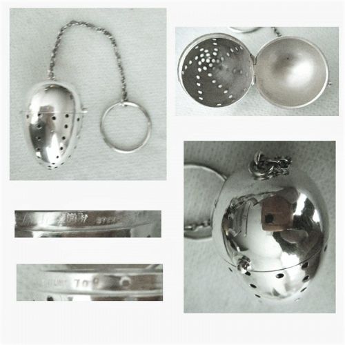 Reed & Barton Oval Sterling Silver Tea Ball on Chain