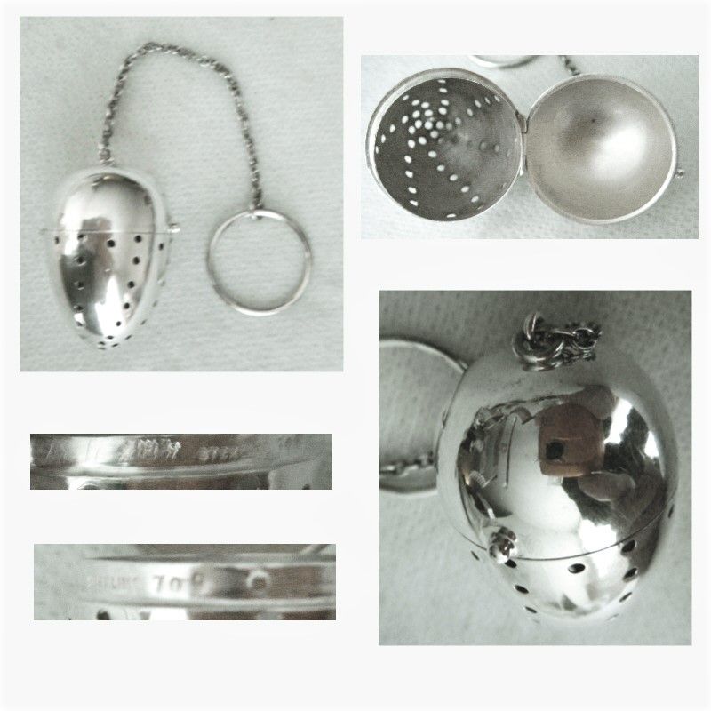 Reed &amp; Barton Oval Sterling Silver Tea Ball on Chain