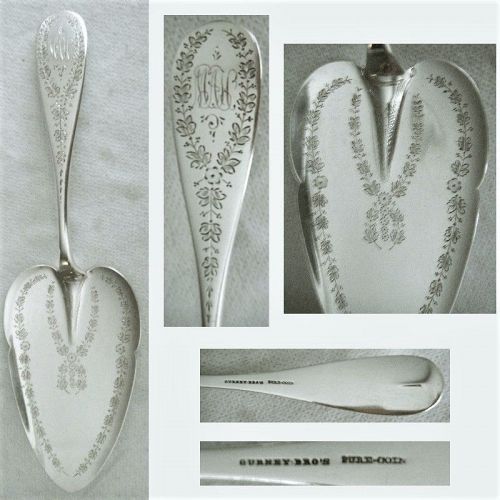 Gurney Brothers mid 19th Century Engraved Coin Silver Pie Server