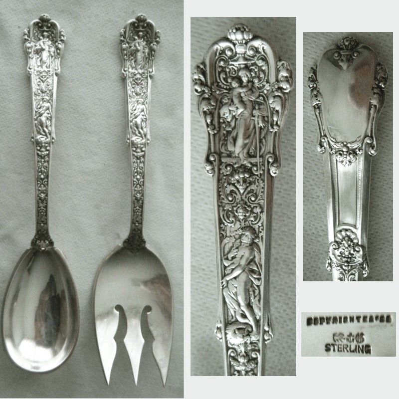 Gorham 'Coligni' Old, Heavy Sterling Silver Serving Fork &amp; Spoon
