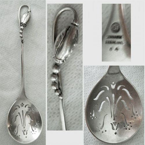 Georg Jensen Old Mark 'Blossom 84' Unusual Pierced Bowl Spoon