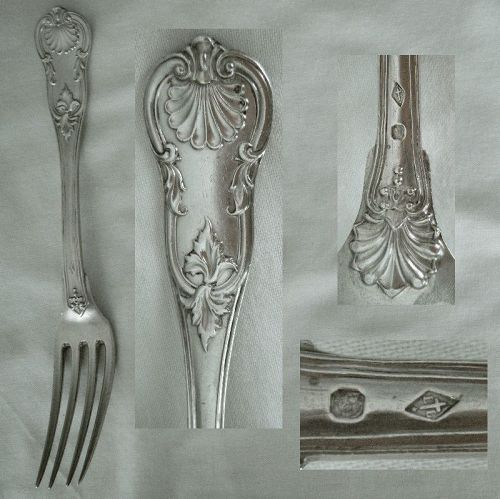 Louis Loyer, Paris, circa 1900 Large 'Kings' 950 Standard Silver Fork