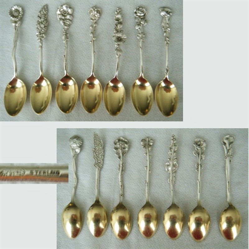 Old Reed &amp; Barton 'Harlequin' Sterling Silver Coffee Demitasse Spoons