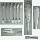F Whiting Engraved 'Lily of the Valley' 8 Sterling Silver Oyster Forks