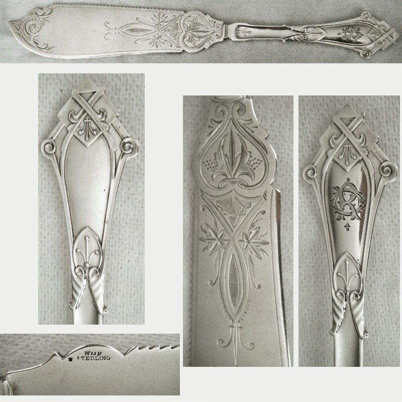 Wood &amp; Hughes 'Viola' Sterling Silver Cake Saw with Period Engraving