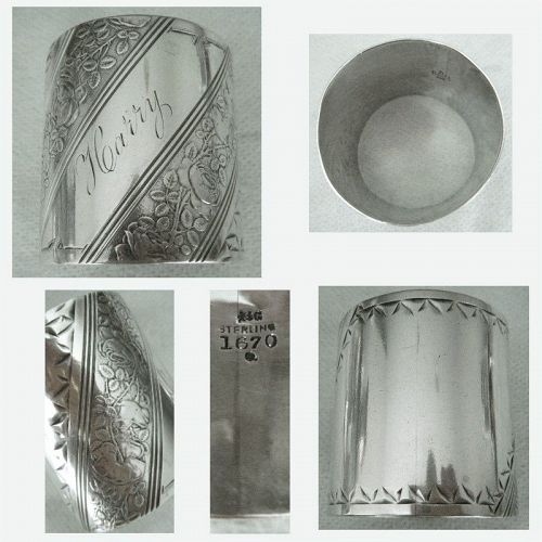 Large & Heavy Gorham Sterling Silver 1884 Napkin Ring Engr'd. 'Harry'