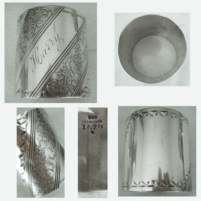 Large &amp; Heavy Gorham Sterling Silver 1884 Napkin Ring Engr'd. 'Harry'