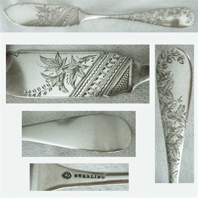 Durgin Aesthetic Engraved 'Lily' Sterling Silver Master Butter Knife