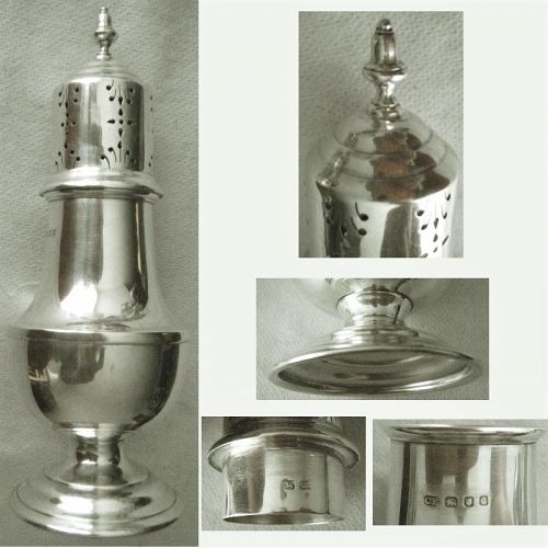 English 'Baluster' Sterling Silver Caster or Muffineer, London 1938