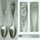 H H Ladd, Manchester NH, Pair 'Tipt' Engraved Coin Silver Teaspoons
