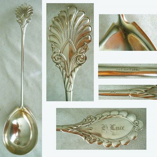 Gorham 'Grecian' Large Coin Silver Soup Ladle Engraved 'H. Luce'