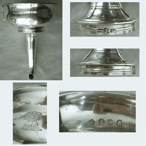 William Bateman George III Sterling Silver Wine Funnel with Armorial