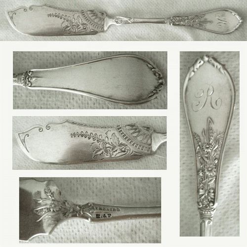Durgin 'Spray' Sterling Silver Master Butter Knife with Engraved Blade