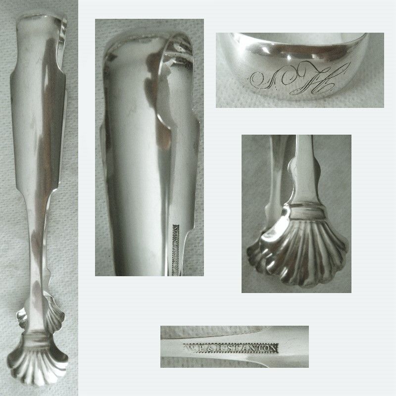 W. P. &amp; H. Stanton, Rochester NY, Shell Grip Coin Silver Tongs