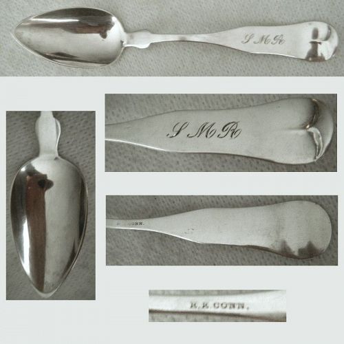 R.R. Conn, Fitchburg MA, 'Fiddle Tipt' Coin Silver Teaspoon x 3