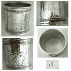 Large Aesthetic Engraved 'Bird' Sterling Silver Napkin Ring