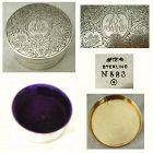 Reed & Barton Etched Floral Round Sterling Silver Box with Velvet