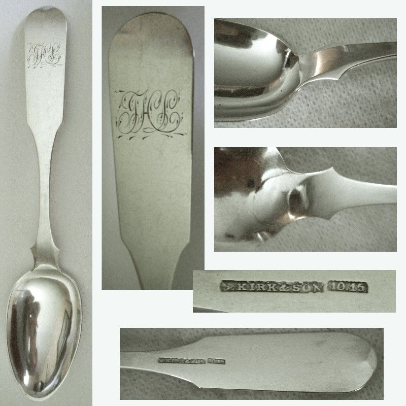 S. Kirk &amp; Son 10.15 Silver 'Reverse Tipt' c. 1850 Place Spoon