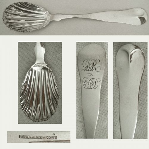 Currier & Trott, Boston c. 1850, Coin Silver 'Fiddle Tipt' Jelly Spoon