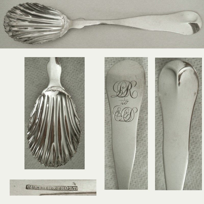Currier &amp; Trott, Boston c. 1850, Coin Silver 'Fiddle Tipt' Jelly Spoon