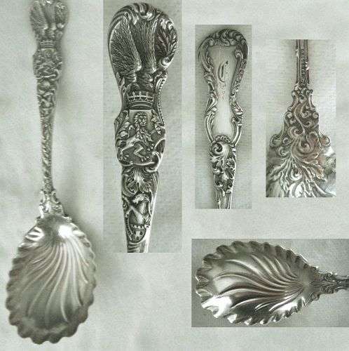 Durgin 'Heralic' Sterling Silver Jelly Spoon with Fluted Shell Bowl
