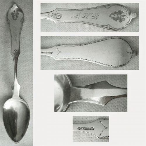 Duhme 'No. 1' Mid 19th Century Large Weighty Coin Silver Serving Spoon