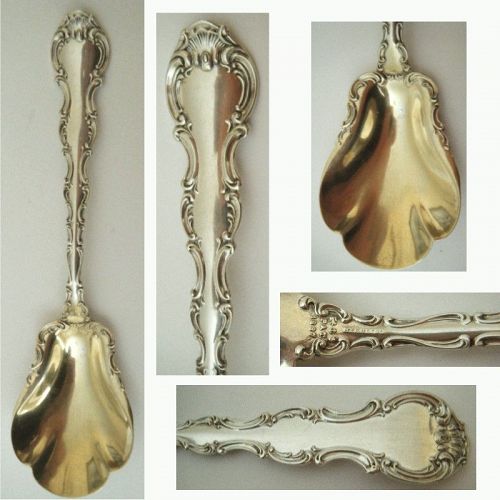 Old Gorham 'Strasbourg' Sterling Silver Sugar Spoon with Gold Bowl