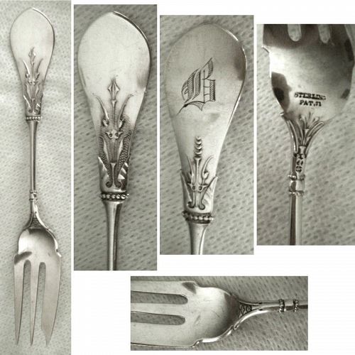 Gorham 'New Tipt' Sterling Silver Early Form Pastry or Pickle Fork