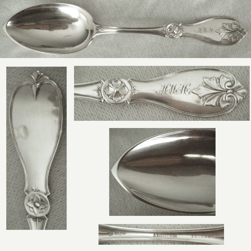 James Butler, Phila., 'Leaf &amp; Rosette' Coin Silver Table Serving Spoon