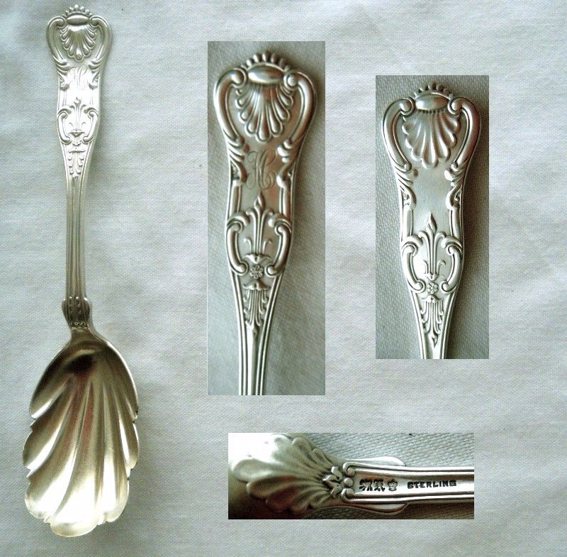 P. L. Krider 'King(s)' Sterling Silver Serving Spoon with Shell Bowl