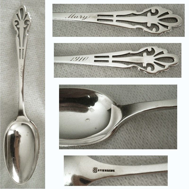 Towle  Arts &amp; Crafts Pierced Sterling Silver 'Mary 1910' Youth Spoon