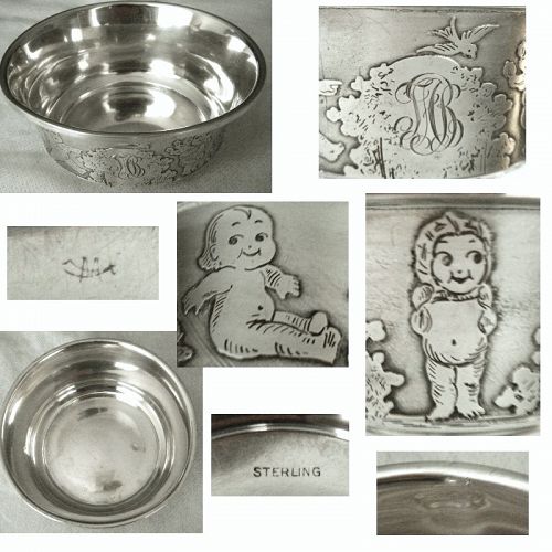 Matthews Co. Sterling Silver Child's Bowl with 'Kewpie' Figures