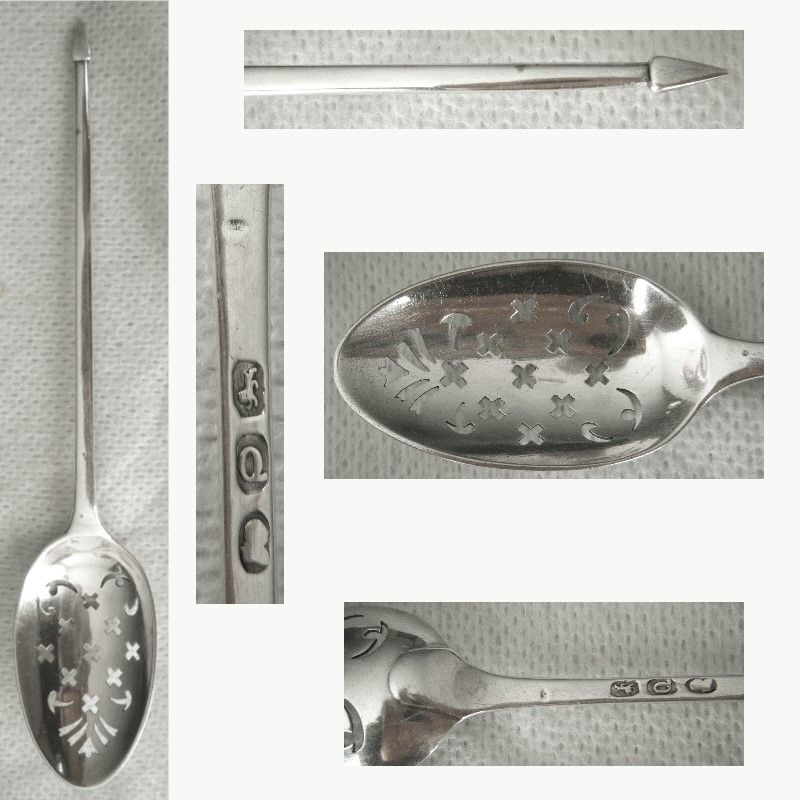 English 1811 Georgian Sterling Silver Mote or Strainer Spoon