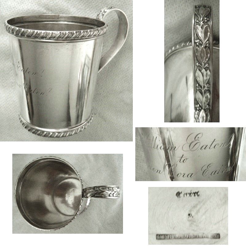 Currier &amp; Trott, Boston 1840s Coin Silver Mug Engraved 'Eaton'