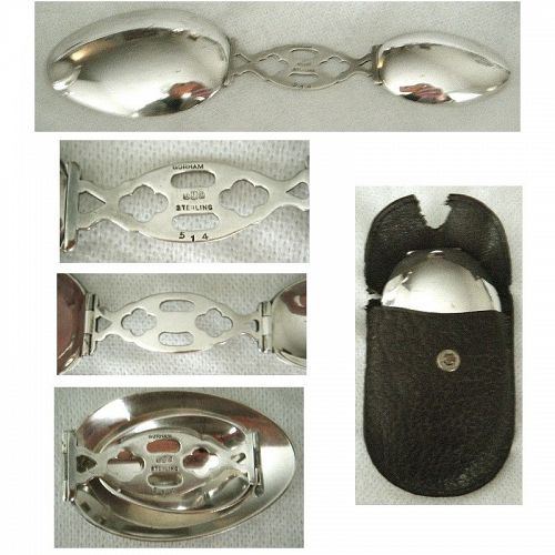 Gorham Folding Sterling Silver Medicine Spoon in Leather Case