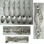 Six Whiting 'Lily" Sterling Silver Five O'Clock Spoons Dated