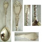Albert Coles Twist Handle & Engraved Coin Silver Berry Spoon