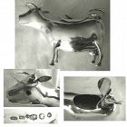 Dutch 1913 Silver Cow Creamer with Glass Eyes & Fly on Lid