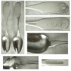 Pair John Adam, Alexandria VA, 'Shell End' Coin Silver Teaspoons